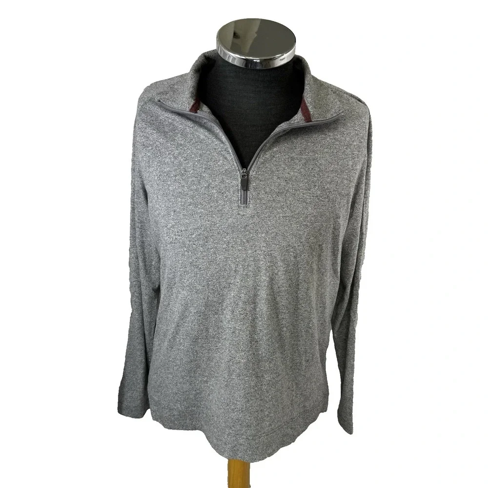 Banana Republic Quick Dry Half Zip Pull Over Gray‎ Medium Preppy Office